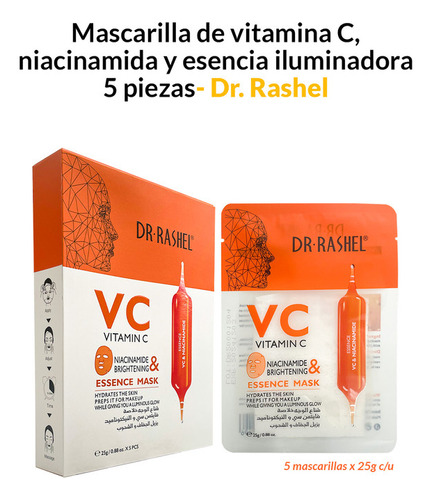 Mascarilla Vitamina C Niacinamida Y Esencia Iluminadora 5 Pz