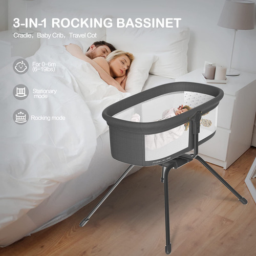 Bassinet Angelbliss 3 In 1 Rocking & Bedside Sleeper White