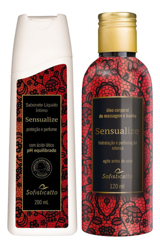  Óleo De Massagem Corporal Intima E Sabonete Kit Sensualize