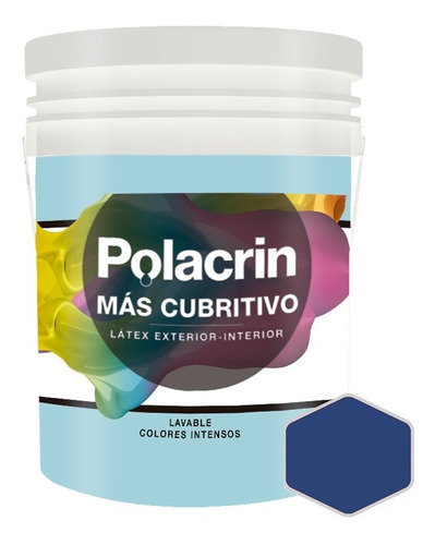 Latex Interior Exterior 4lts Azul Polacrin Lavable Cubritiva