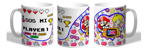 Taza Super Mario Bros Gammers Player 1 De Cerámica