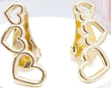 Brinco Ear Cuff 3 Corações