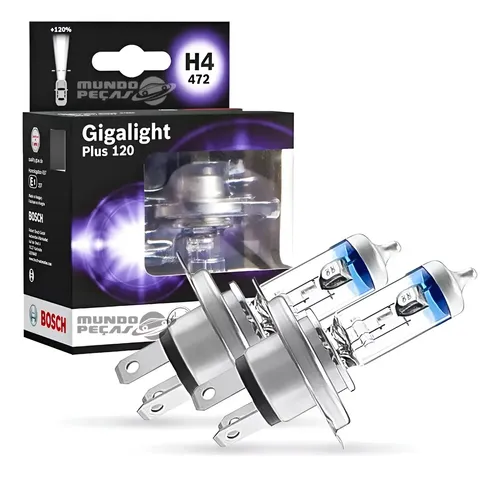 Par Lampada Bosch H4 60/55w Giga Light Plus 120% + Luz | Frete grátis