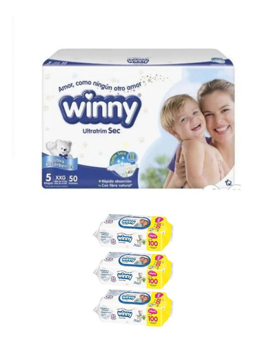 Winny Et 5 X 50 + 300 Pañitos Winny - Unidad a $91