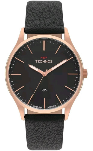 Relógio Technos Steel Masculino Couro Dourado T31