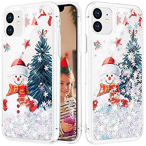 Caso Del Brillo iPhone 11 Casos Liquido Navidad Bling D...