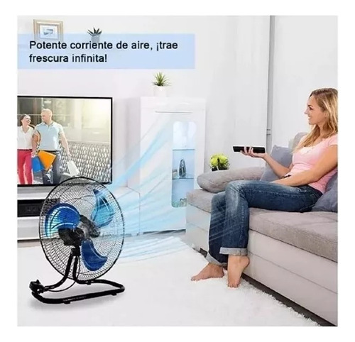 18 Ventilador De Pie 3 En 1 Aspa De Hierro 1.143 M 50 Negro Azul Metal 3