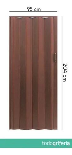 Puerta Plegadiza De Pvc Ciega Fracas De 10 Mm Cedro 95x204
