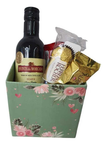 Presente Mimo Namorados Cachepot Mini Vinho Bombons Show