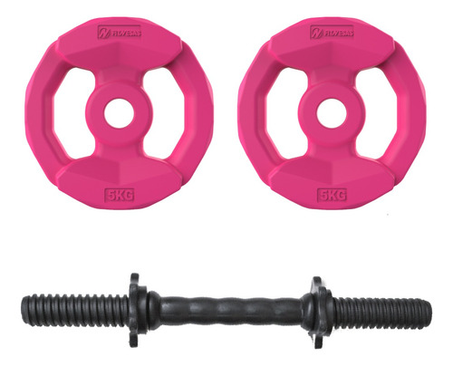 Mancuerna A Rosca + 10 Kg De Discos Gym Fabricantes Fitnesas Color Rosa