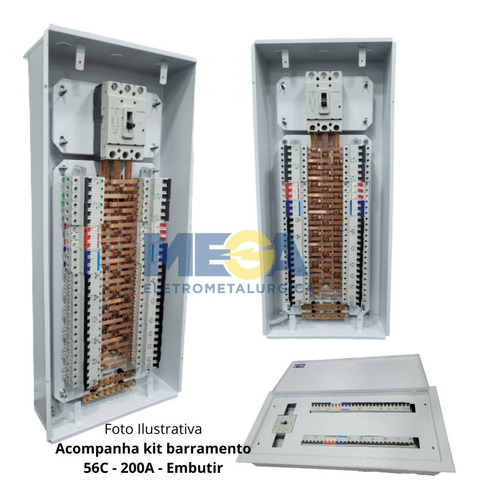 Quadro De Distribuição 56 Disj Embutir C/ Kit Trifásico 200a