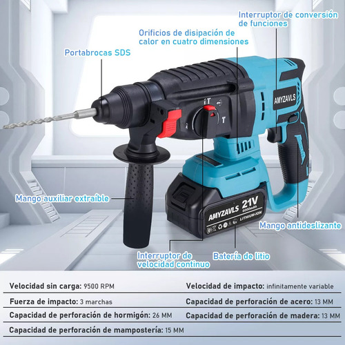 Kit Inalambrico Taladro Martillo Esmeriladora Llave Impacto