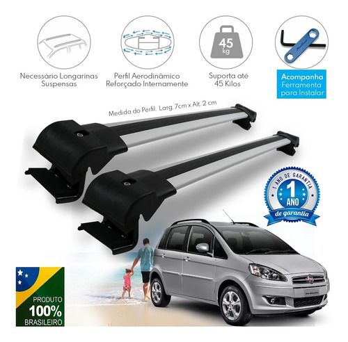 Travessa De Teto Fiat Idea 2005 Em Diante Em Aluminio