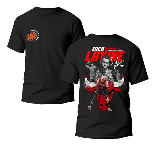 Playera Negra Estampado Zach Lavine Nba 100% Algodón 02