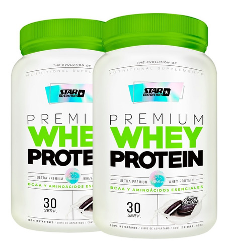 Premium Whey Protein 2 Lbs Star Nutrition Proteina 0% Azucar Promo X 2