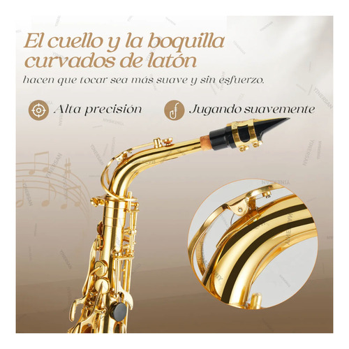 Saxofón Alto En Mi Bemol Para Principiantes Y Adultos 66cm Dorado