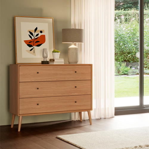 Comoda Cajonera Organizadora 3 Cajones Color Madera Patas Marrón