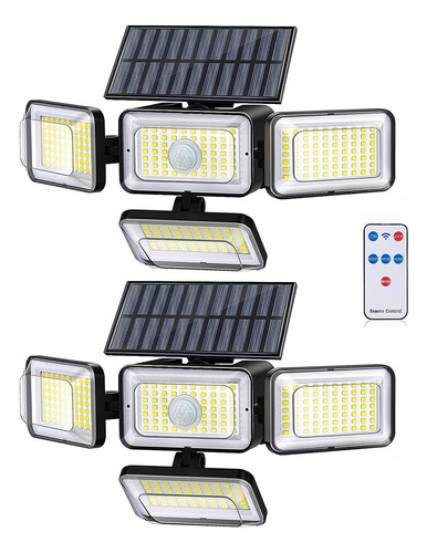 Luces Sensor Movimiento Solares 4 Cabezales 288 Leds Pack 2 