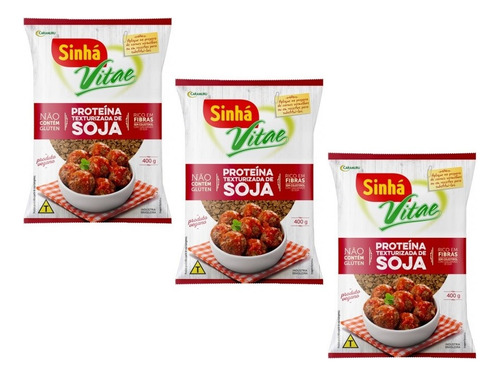 Kit 3 Proteína Texturizada Soja Fibras Vitae Vegana Sinha