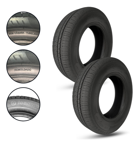 Kit 2 Longway Pneu 175/70 R13 Aro 13 Com Qualidade