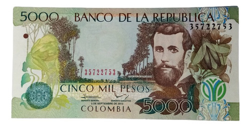 Billete 5000 Pesos Serial Radar 35722753 02/sep/2013 Unc