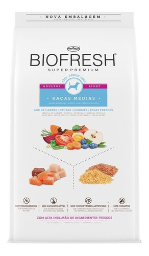 Ração Biofresh Light Cães Adultos De Raças Médias 10,1kg 