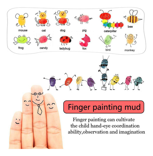 Almohadillas De Tinta De Dedo, 20 Colores Lavables