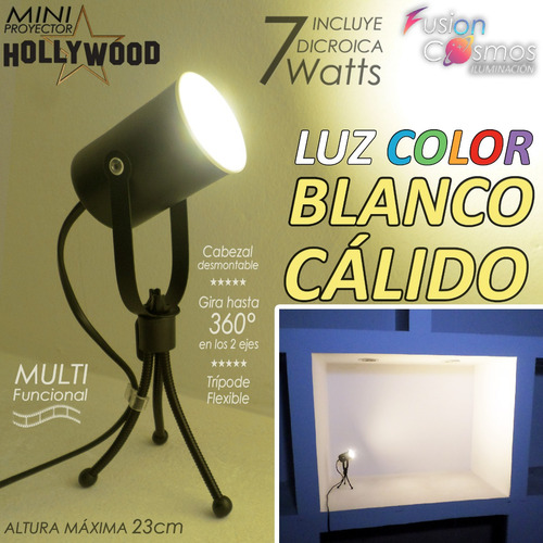 Proyector Cine Dicroica De Mesa 7w Led Luz Color A Elección