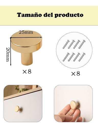8piezas Jaladeras Doradas Manijas Para Cajones, Agarraderas