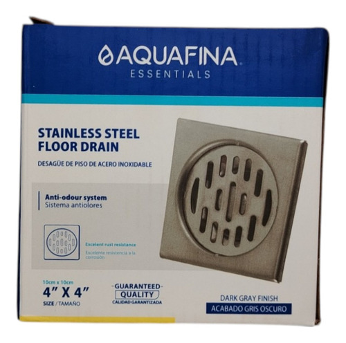 Desagüe Para Piso De Acero Inoxidable 4x4 PuLG, Aquafina.