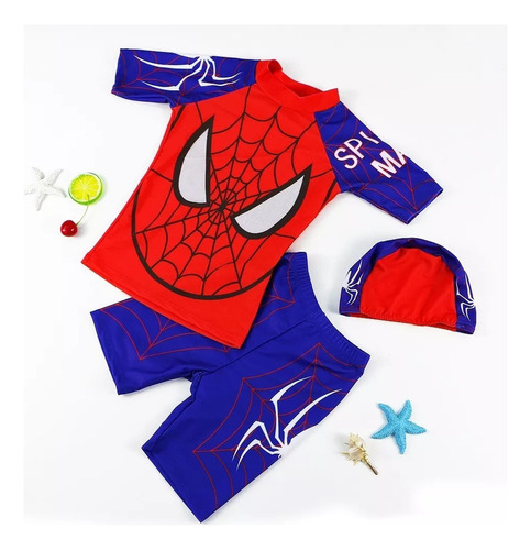 Bañador Y Gorro De Natación For Niños Spiderman/dinosaur