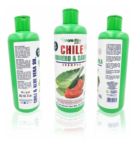 Imagen 2 de 3 de Shampoo De Chile Romero Y Sábila Crecimiento Cabello Unisex