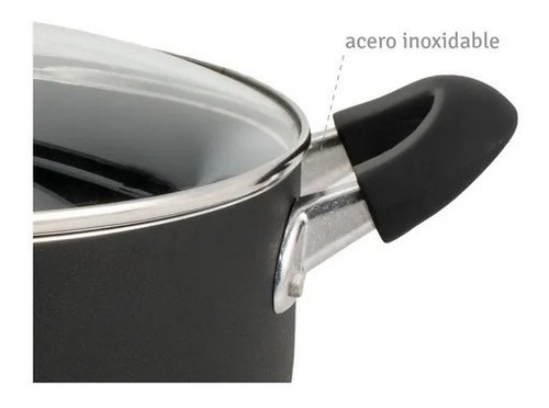 Imagen 3 de 5 de Cacerola Olla Teflon Antiadherente Hudson 28 Cm Tapa Vidrio