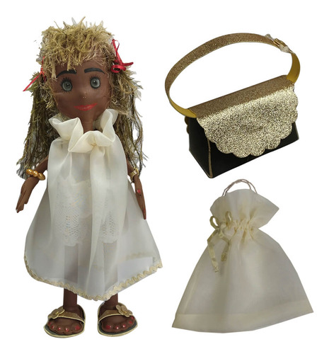Kit Boneca Bolsa Eva Fashion Diva Rastafari E Vestido Tecido