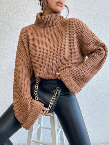 Sweater Polera Oversize Con Mangas Anchas Shein Importado