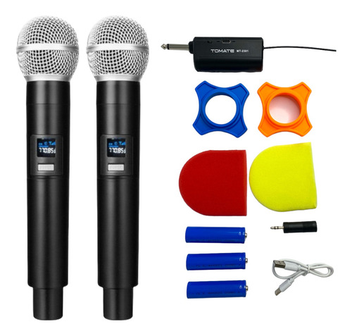 Kit Microfones Dinâmico Sem Fio Duplo Profissional Eventos