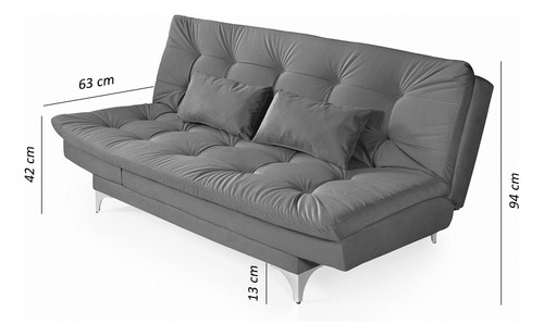 Sofá Cama 3 Lugares Veludo Liso Versátil Império Gwt