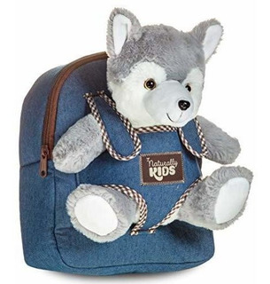 Mochila Para Nios Pequeos W Juguete Husky Animal De Peluch