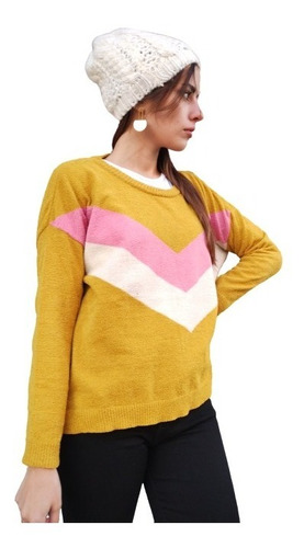 Sweater Chenille Combinado Para Mujer Excelente Calidad