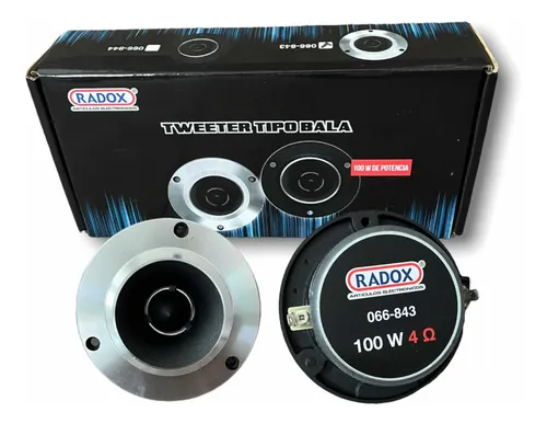 comprar Par De Tweeter Bala Agudos Radox 066-843 Cromado 100 Watts