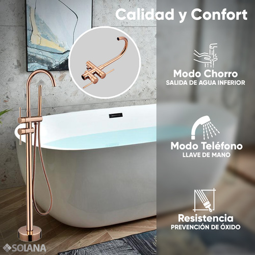 Solana BT6008 Kit Tina Baño Tradicional Ovalada 170x80x60 Cm De Acrílico De 8cm + Grifo Independiente Monocomando Cuello Cisne Blanco/goldrose