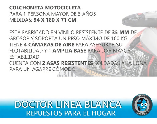 Inflable Moto Choppera Infantil Intex Flotador 183x79x71 Cm