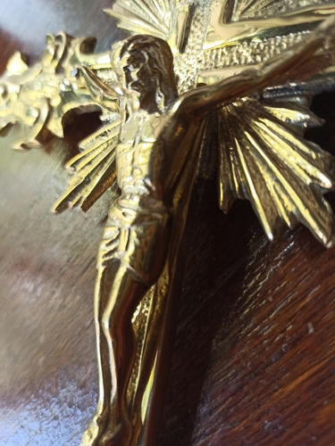 Imagen 7 de 7 de Crucifijo Cruz Con Cristo En Bronce 27 Cm Para Pared