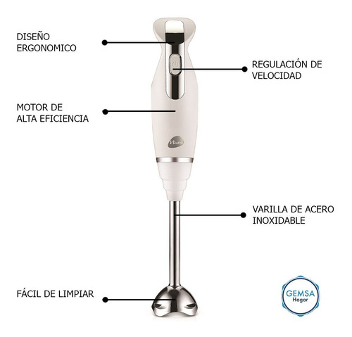 Imagen 4 de 10 de Mixer Minipimer Licuadora De Mano Nura 500w Nr-7235