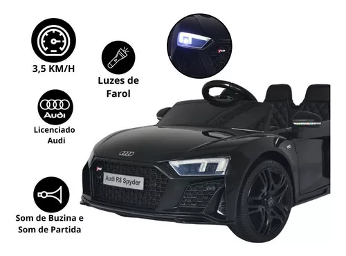 Mini Carro Elétrico Infantil Criança 12V Audi R8 Spyder Controle