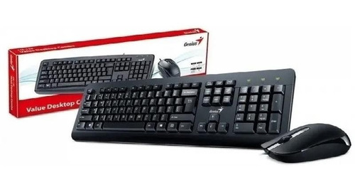 Kit de teclado y mouse Genius KM-160 Inglés US de color negro