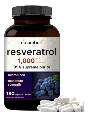 Resveratrol Capsulas 1000mg Concentrado Antiedad 180ct