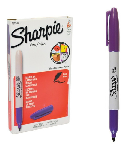 Marcador Sharpie Fine Morado Caja *6 Unidades