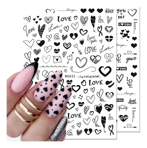 Calcomanías De Arte De Uñas De Corazón Calcomanías De Uñas P