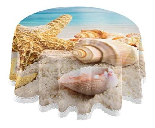 Wamika Summer Beach Seashell Round Mantel Tropical Starfish